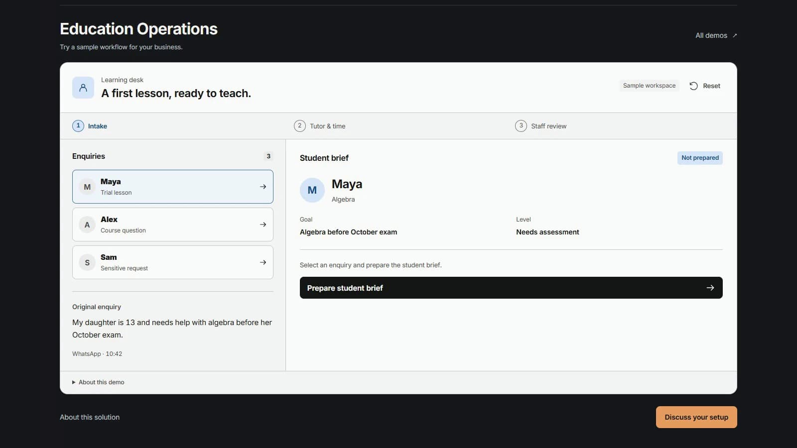 Product walkthrough: Education Operations